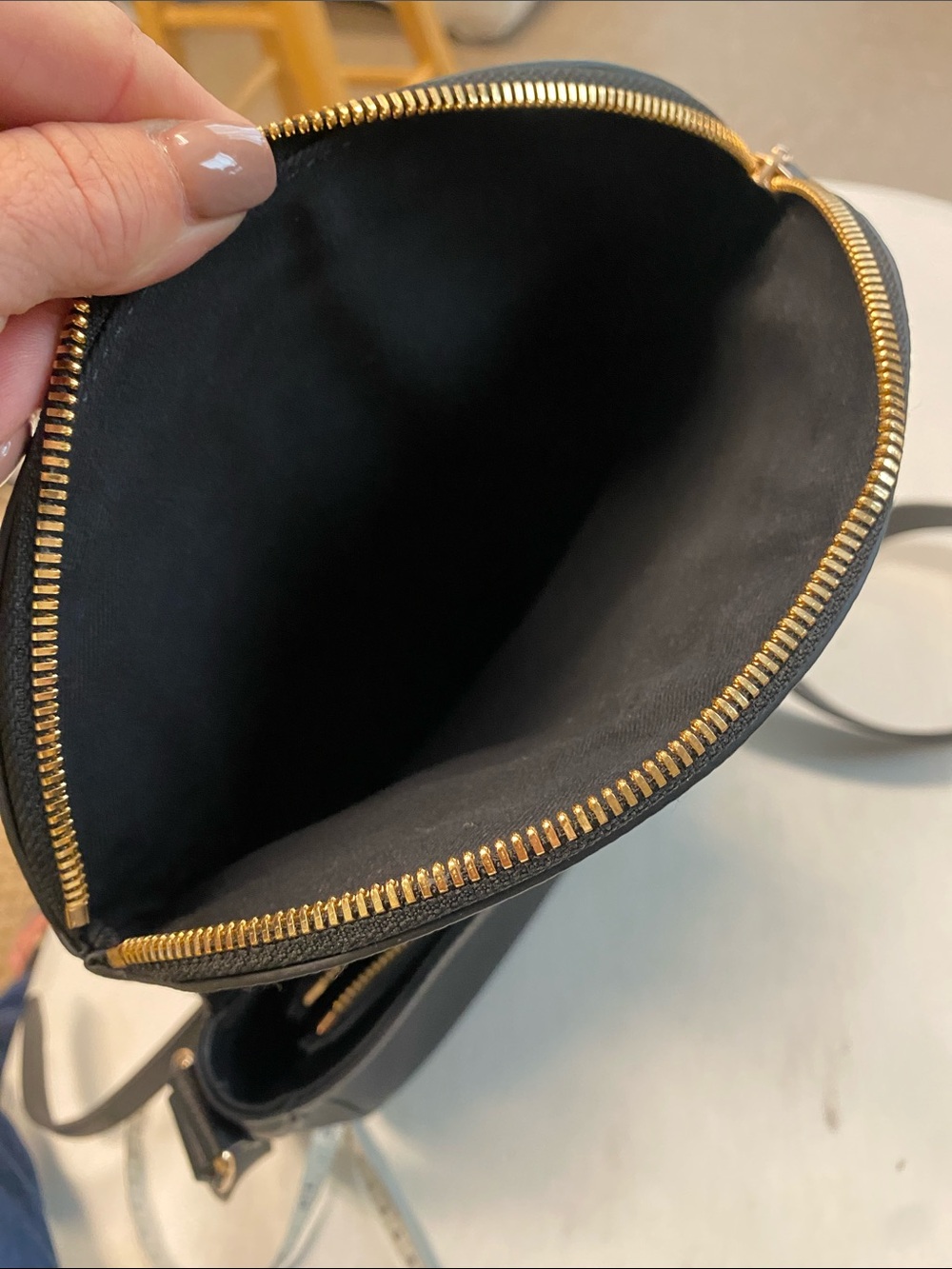 Quince Black Italian Leather Crossbody Bag with Gold Hardware Crossbody - Picture 9 of 10